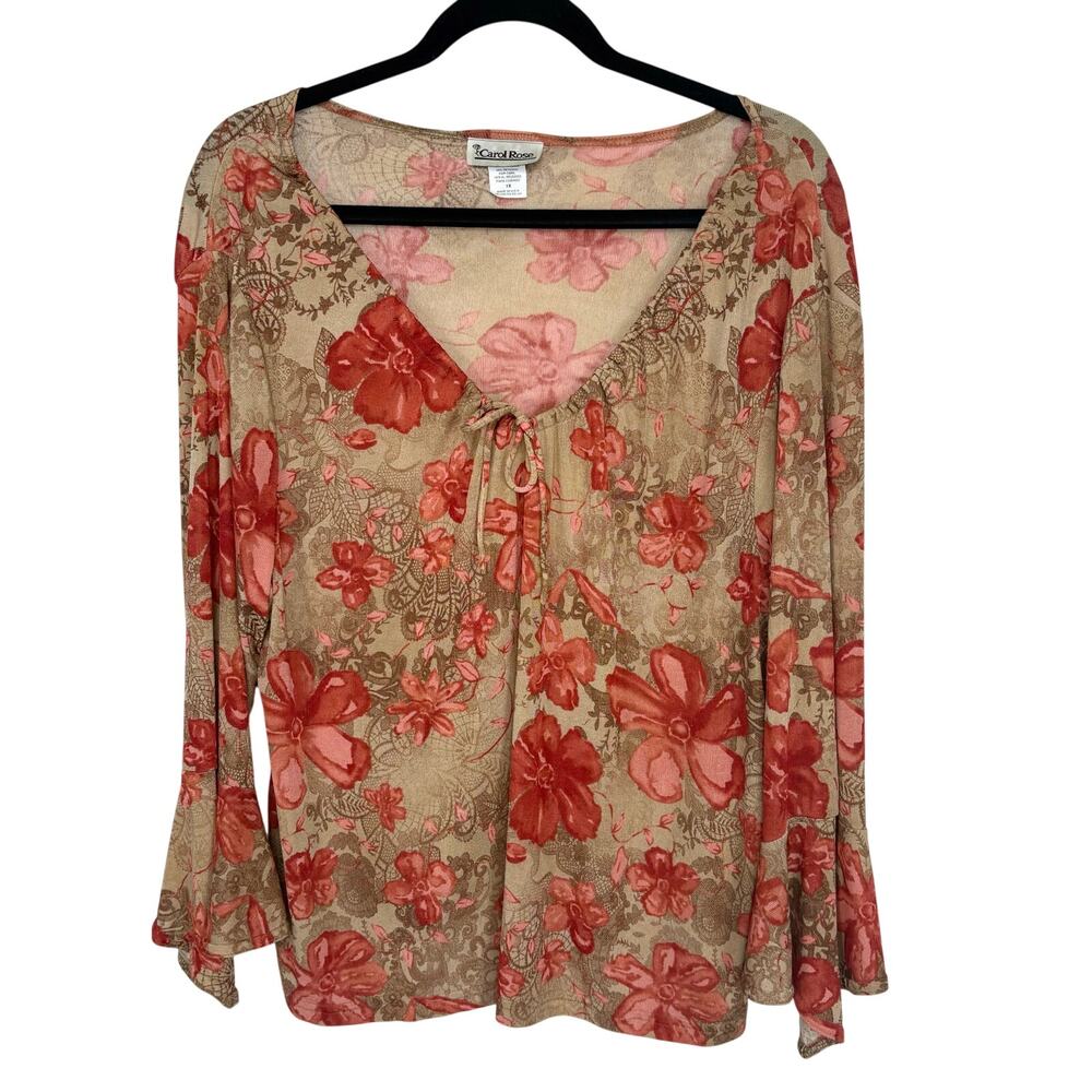 Vintage Carol Rose Floral Y2K Top Size 1X